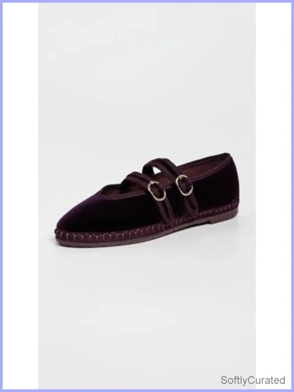 Velvet Mary Jane Flats with Adjustable Buckles & Cushioned Footbed